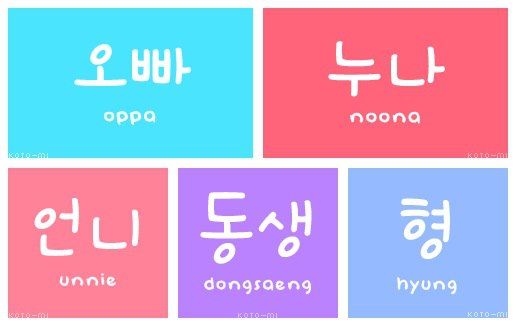 Các từ vựng tiếng Hàn